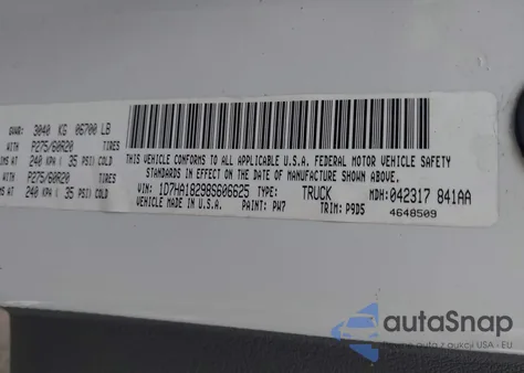 2008 Dodge Ram 1500 Slt z USA, uszkodzony, nr VIN 1D7HA18298S606625